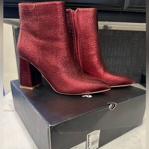 Red Pointed Toe Ankle Boot